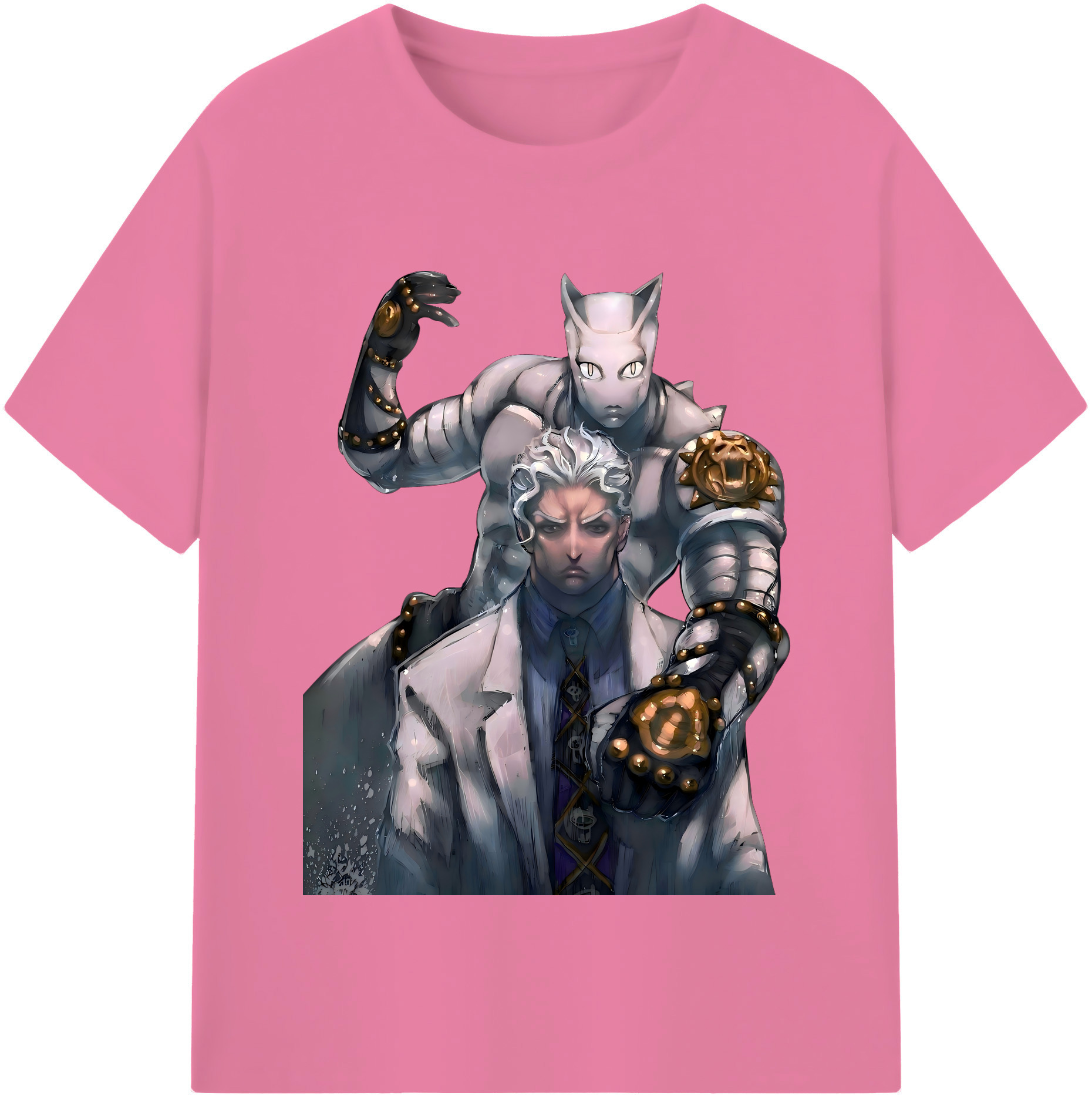 （画像用） ジョジョの奇妙な冒険 きら よしかげ JoJo's Bizarre Adventure Kira Yoshikage 綿100％半袖Tシャツ（フロントプリント）